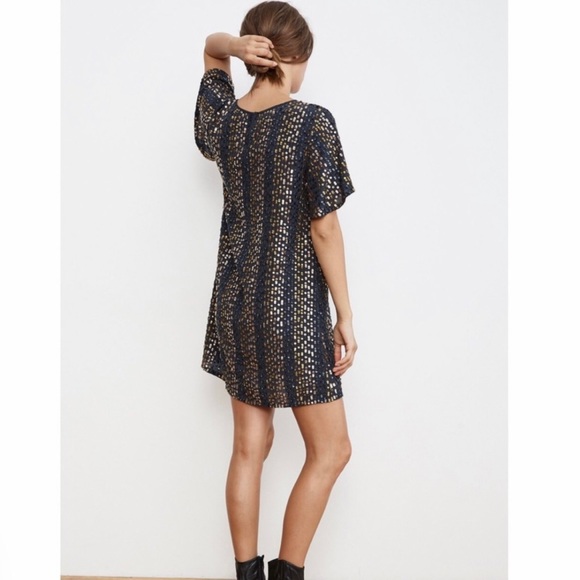 NWT! Anthropologie Velvet By Graham & Spencer Vivi Sequin Dress Black/Gold Small - Picture 2 of 8